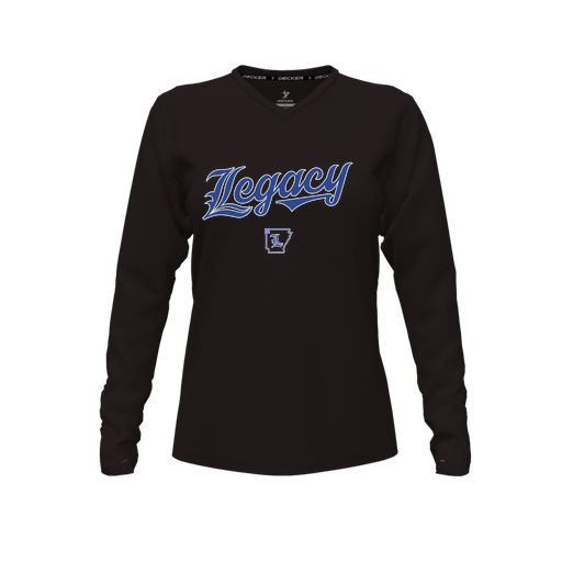 [FTLVPTBK-FYXS-LOGO1] Decker Performance T-Shirt (Female Youth XS, Black, V Neck, Logo 1, Long Sleeve)