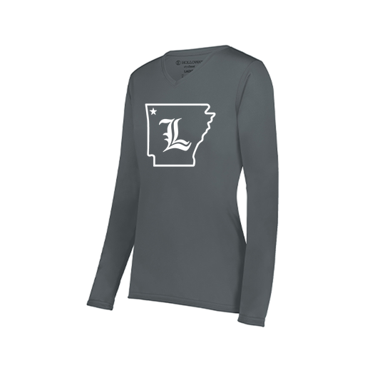[222824.059.S-LOGO3] Ladies LS Smooth Sport Shirt (Female Adult S, Gray, Logo 3)
